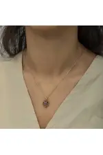 Gümüş Rose Kafesli Lotus Bayan Kolye Gümüş Rose Kafesli Lotus Bayan Kolye