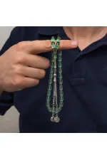 Metal Püsküllü Şeffaf Su Yeşili Sıkma Kehribar Tesbih Metal Püsküllü Şeffaf Su Yeşili Sıkma Kehribar Tesbih