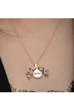 Gümüş Rose Renkli Çiçek Kişiye Özel Kadın Kolye Gümüş Rose Renkli Çiçek Kişiye Özel Kadın Kolye