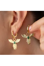 Gümüş Anka Kuşu Figürlü Gold Kadın Küpe Gümüş Anka Kuşu Figürlü Gold Kadın Küpe
