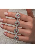 Gümüş Telkari Yakut Taşlı Kadın Bileklik