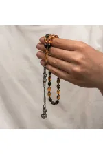 Gümüş Kazaz Püsküllü Sıkma Kehribar Tesbih Gümüş Kazaz Püsküllü Sıkma Kehribar Tesbih