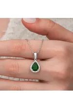 Gümüş Yeşil Zirkon Taşlı Damla Kadın Set Gümüş Yeşil Zirkon Taşlı Damla Kadın Set