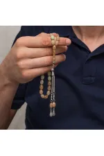 Metal Püsküllü Arpa Kesim Sıkma Kehribar Tesbih Metal Püsküllü Arpa Kesim Sıkma Kehribar Tesbih