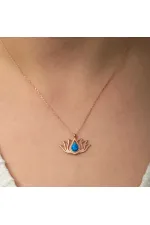 Gümüş Opal Taşlı Rose Lotus Çiçeği Kolye Gümüş Opal Taşlı Rose Lotus Çiçeği Kolye