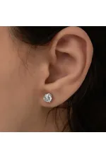 Gümüş 7 mm Beyaz Zirkon Tek Taş Kadın Küpe Gümüş 7 mm Beyaz Zirkon Tek Taş Kadın Küpe