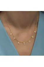 Gümüş Gold Atatürk Yazılı Bayan Kolye Gümüş Gold Atatürk Yazılı Bayan Kolye