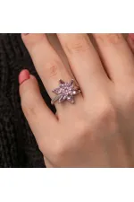 Gümüş Pembe Lotus Çiçeği Kadın Yüzük Gümüş Pembe Lotus Çiçeği Kadın Yüzük