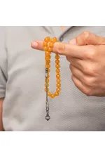 Gümüş Top Kazaz Püsküllü Sıkma Kehribar Tesbih Gümüş Top Kazaz Püsküllü Sıkma Kehribar Tesbih