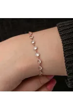 Gümüş Rose Beyaz Taşlı Kadın Bileklik