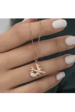 Gümüş Rose Tek Taşlı Uçak Kadın Kolye Gümüş Rose Tek Taşlı Uçak Kadın Kolye