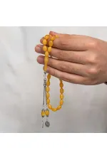 Gümüş Püsküllü Sıkma Kehribar Tesbih Gümüş Püsküllü Sıkma Kehribar Tesbih
