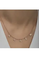 ​Gümüş Rose Annem Yazılı Bayan Kolye