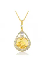 Gümüş Gold Kaplama Damla Tuğralı Kadın Kolye Gümüş Gold Kaplama Damla Tuğralı Kadın Kolye