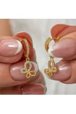 Gümüş Sallantılı Gold Kelebek Kadın Küpe Gümüş Sallantılı Gold Kelebek Kadın Küpe