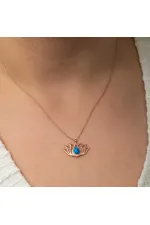 Gümüş Opal Taşlı Rose Lotus Çiçeği Kolye Gümüş Opal Taşlı Rose Lotus Çiçeği Kolye