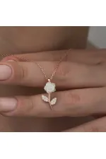Gümüş Rose Beyaz Gül Kolye Gümüş Rose Beyaz Gül Kolye