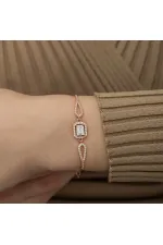 Gümüş Rose Dikdörtgen Baget Bileklik Gümüş Rose Dikdörtgen Baget Bileklik