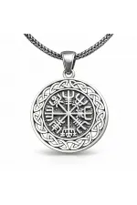 Gümüş Vegvisir Viking Pusulası Erkek Kolye