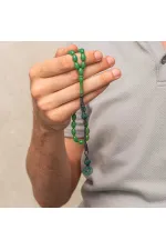 Gümüş Kazaz Püsküllü Yeşil Sıkma Kehribar Tesbih Gümüş Kazaz Püsküllü Yeşil Sıkma Kehribar Tesbih