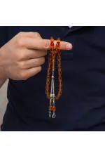 Metal Püsküllü Şeffaf Turuncu Sıkma Kehribar Tesbih Metal Püsküllü Şeffaf Turuncu Sıkma Kehribar Tesbih