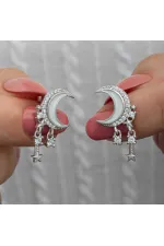 Gümüş Sallantılı Ay Yıldız Kadın Küpe Gümüş Sallantılı Ay Yıldız Kadın Küpe