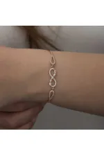 Gümüş Rose Baget Taşlı Sonsuzluk Bileklik Gümüş Rose Baget Taşlı Sonsuzluk Bileklik