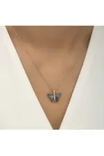 Gümüş Rose Antrasit Kaplangözü Taşlı Kelebek Kolye Gümüş Rose Antrasit Kaplangözü Taşlı Kelebek Kolye