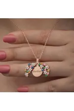 Gümüş Rose Renkli Çiçek Kişiye Özel Kadın Kolye Gümüş Rose Renkli Çiçek Kişiye Özel Kadın Kolye