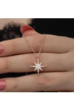 Gümüş Rose Kutup Yıldızı Kadın Kolye Gümüş Rose Kutup Yıldızı Kadın Kolye