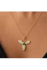 Gümüş Anka Kuşu Figürlü Gold Kadın Kolye Gümüş Anka Kuşu Figürlü Gold Kadın Kolye