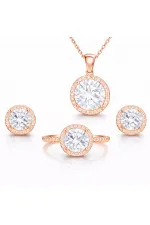 Gümüş Rose Yuvarlak Montür Tek Taş Set Gümüş Rose Yuvarlak Montür Tek Taş Set