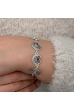 Gümüş Telkari Yakut Taşlı Kadın Bileklik