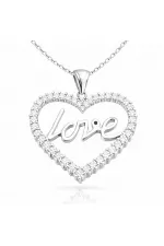Gümüş Taşlı Love Bayan Kolye Gümüş Taşlı Love Bayan Kolye