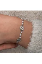 Gümüş Halka İçinde Kar Tanesi Kadın Bileklik Gümüş Halka İçinde Kar Tanesi Kadın Bileklik