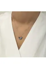 Gümüş Rose Antrasit Kaplangözü Taşlı Kelebek Kolye Gümüş Rose Antrasit Kaplangözü Taşlı Kelebek Kolye