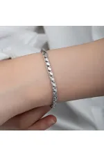 Gümüş Pullu Zincir Kadın Bileklik Gümüş Pullu Zincir Kadın Bileklik