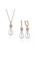 Gümüş Rose Damla İnci Kadın Set Gümüş Rose Damla İnci Kadın Set
