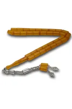 Metal Püsküllü 7x11 mm Kesme Sıkma Kehribar Tesbih