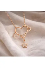 Gümüş Rose Kalp Yıldız Kadın Kolye Gümüş Rose Kalp Yıldız Kadın Kolye