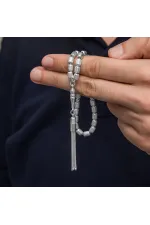 Gümüş Kapsül Kesim Çizgili Erkek Tesbih Gümüş Kapsül Kesim Çizgili Erkek Tesbih