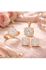 Gümüş Rose Kare Montür Kadın Set Gümüş Rose Kare Montür Kadın Set