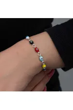 Gümüş Renkli Nazar Mineli Kadın Bileklik Gümüş Renkli Nazar Mineli Kadın Bileklik