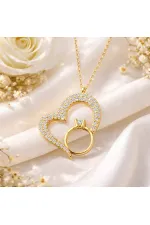 Gümüş Tektaşlı Gold Kalp Kadın Kolye Gümüş Tektaşlı Gold Kalp Kadın Kolye