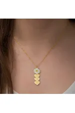 Gümüş Gold Kişiye Özel Kalpli Papatya Kolye Gümüş Gold Kişiye Özel Kalpli Papatya Kolye