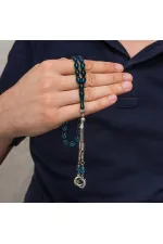 Metal Püsküllü Mavi Sıkma Kehribar Tesbih Metal Püsküllü Mavi Sıkma Kehribar Tesbih