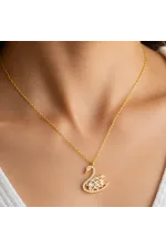 Gümüş Gold Baget Taşlı Kuğu Kadın Kolye Gümüş Gold Baget Taşlı Kuğu Kadın Kolye