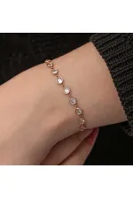 Gümüş Rose Beyaz Taşlı Kadın Bileklik