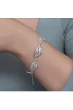 Gümüş Zarif Yaprak Telkari Kadın Bileklik Gümüş Zarif Yaprak Telkari Kadın Bileklik
