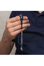 Metal Püsküllü Petrol Mavisi Arpa Kesim Tesbih Metal Püsküllü Petrol Mavisi Arpa Kesim Tesbih